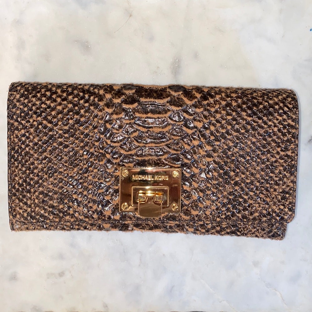 COPY - Michael Kors snake skin continental wallet LIKENEW